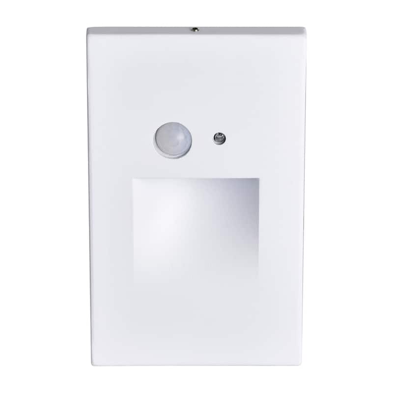 Hardwired White Motion Sensing Vertical LED Stair Light with Motion and Photocell Sensor