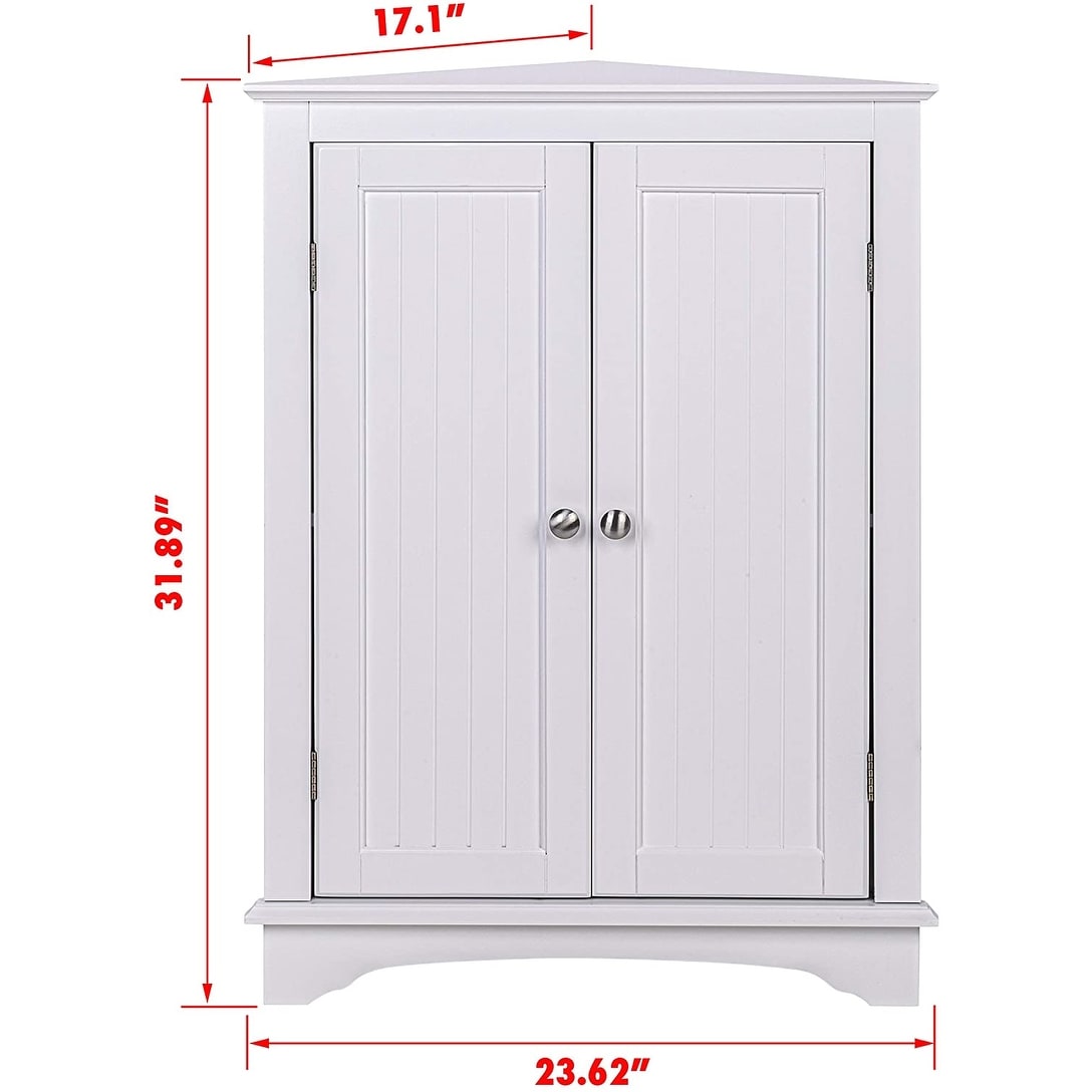 Spirich Home Floor Corner Cabinet with Two Doors and Shelves Free