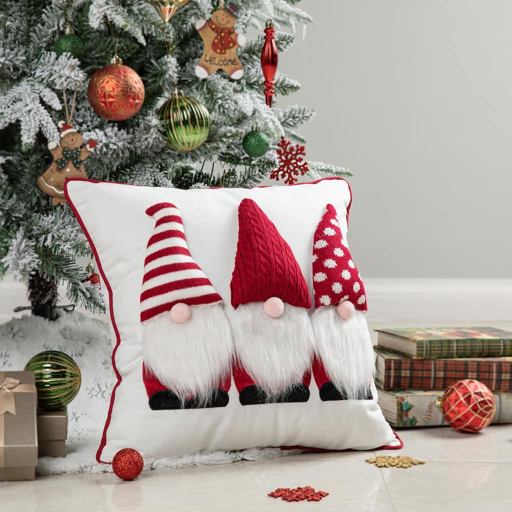 Glitzhome 18"L 3D Heavy Knitted Gnome Christmas Throw Pillow for Sofa Couch Bed