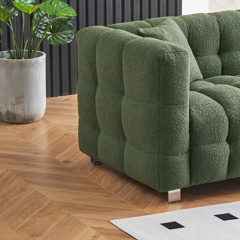 102'' teddy velvet four-seater modern style sofa