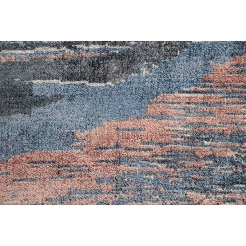 Hand Knotted Oriental Viscose Silk Carpet Modern Pictorial Coral Abstract Area Rug - 7' 8'' X 5' 6''