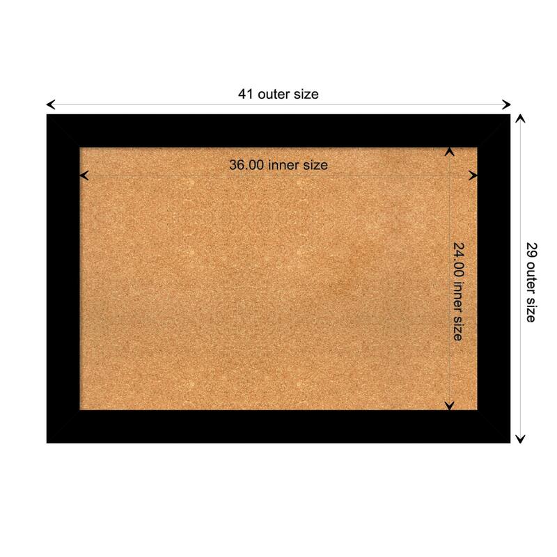 Basic Wood Framed Natural Corkboard Bulletin Board - Basic Black - Board Size 36x24