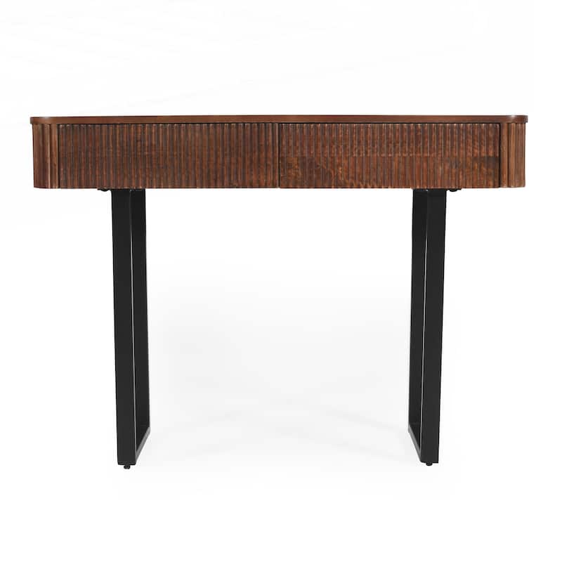 Solid Wood Entryway Table with Fluted Design