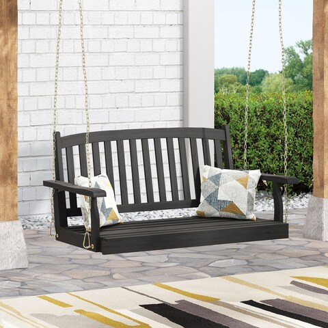 Connor Outdoor Acacia Wood Hanging Porch Swing by Christopher Knight Home