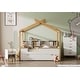 preview thumbnail 10 of 10, White Full Size Wooden House Bed with Storage Bookshelf Original Wood Colored Frame with Twin Trundle for Children or Guest Room