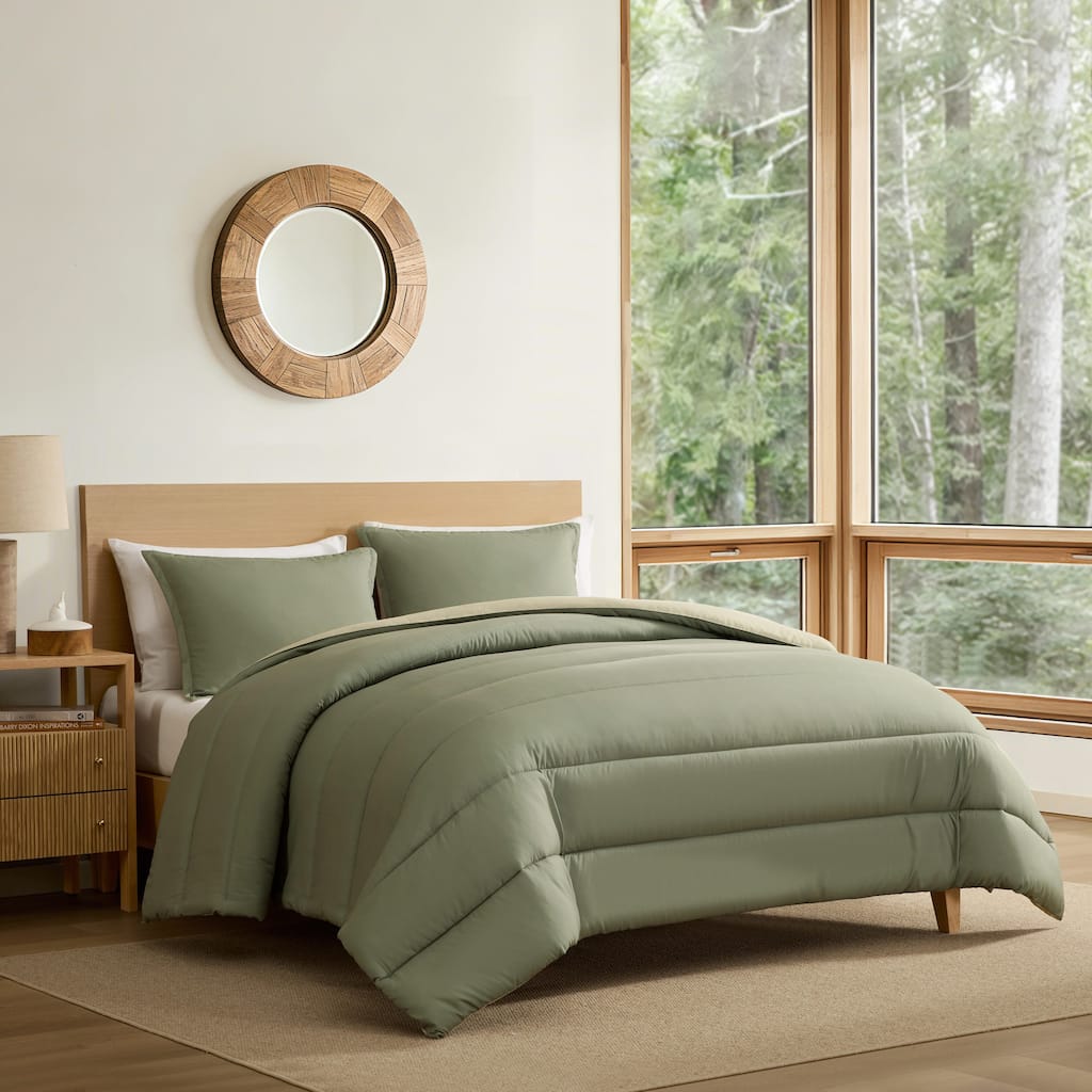 Eddie Bauer Connor Solid Channel Stitch Reversible Comforter Set