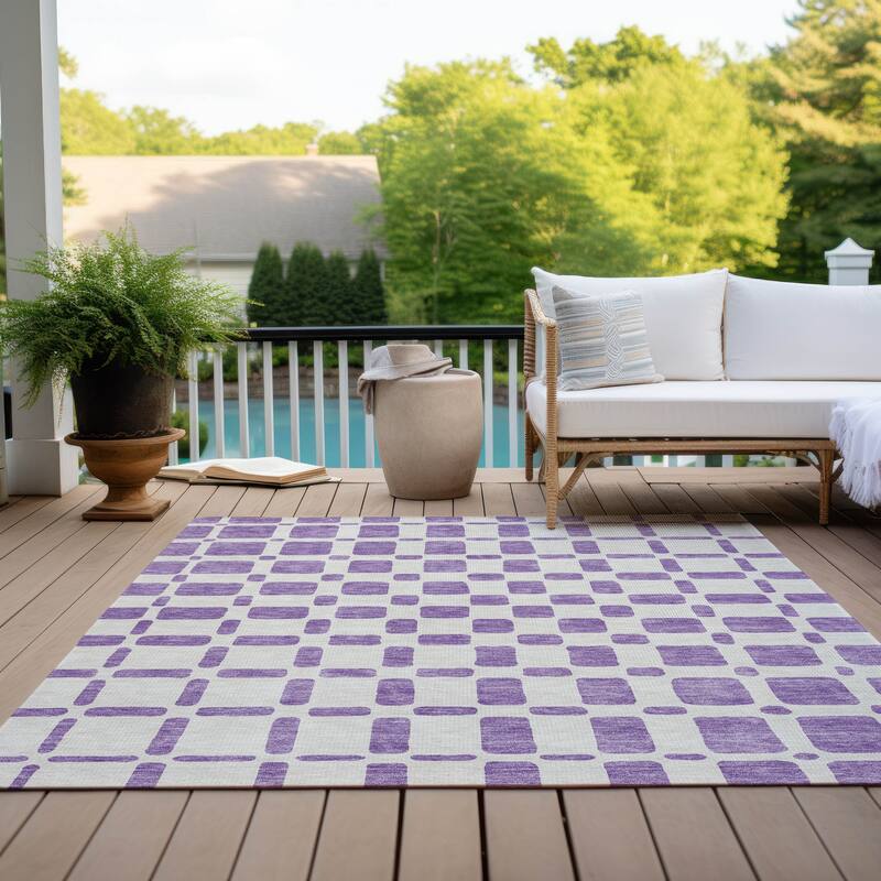Machine Washable Indoor/ Outdoor Chantille Geo Contemporary Rug