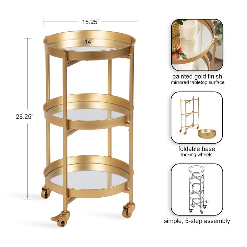 Kate and Laurel Celia Round Metal Bar Cart