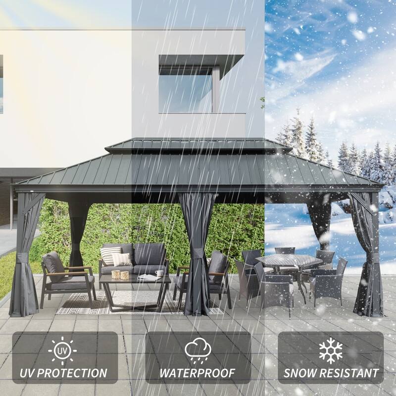 Domi Hardtop Gazebo with Galvanized Steel Double Roof and Aluminum Frame