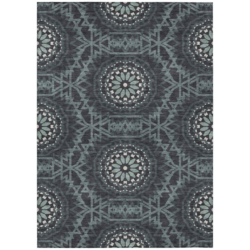 HomeRoots Floral Medallion Transitional Rectangle Outdoor Rug