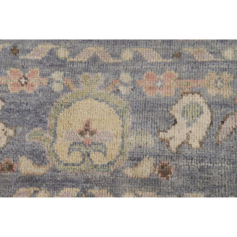 Hand Knotted Oriental 100% Wool Carpet Transitional All-Over Navy Blue & Blues Oushak Area Rug - 10' 3'' X 8' 0''