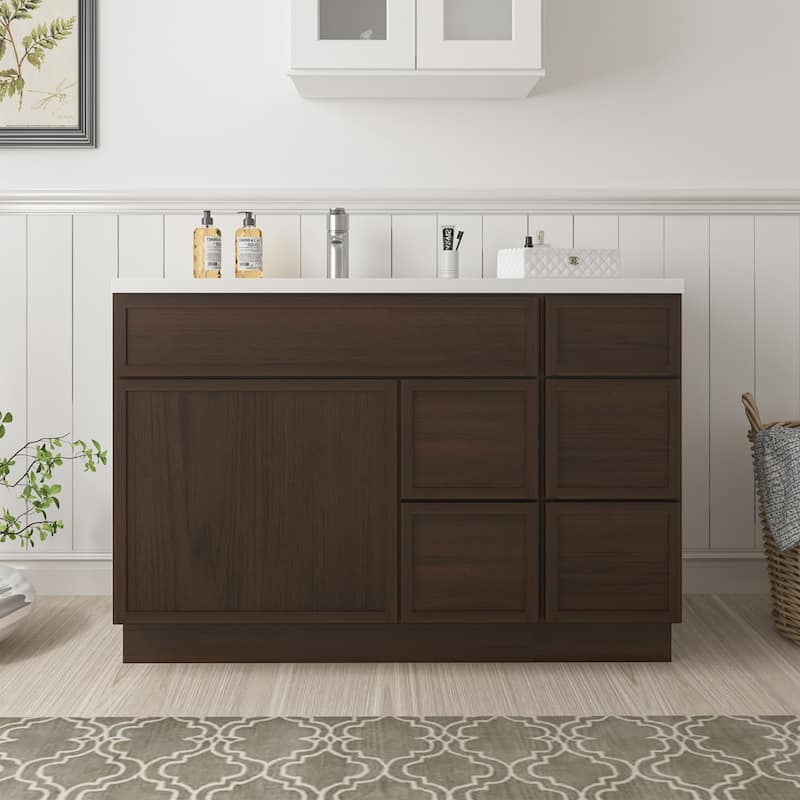 Vanity Art 48" Birch Freestanding Bathroom Vanity Cabinet without Top - Brown