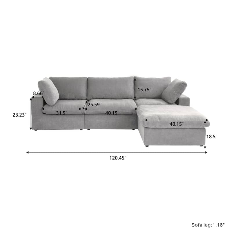 Commix Down Filled Sectional Sofa L-shape 4 Piece Modular Couch with Storage Ottoman