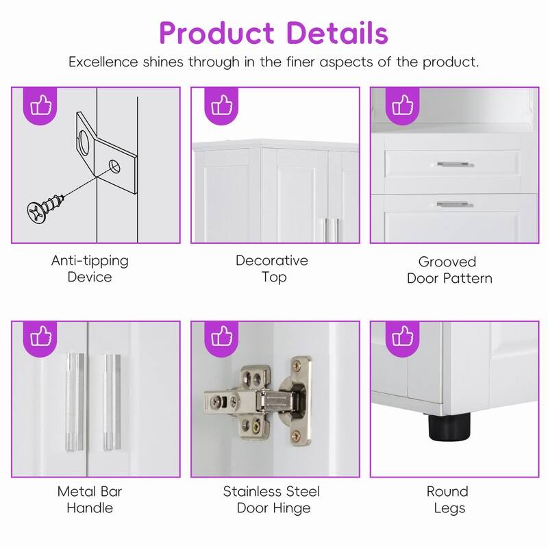 Tall Tilt Out Laundry Hamper Cabinet With Drawer Bathroom Storage Cabinet Shelf With Multiple Storage Space
