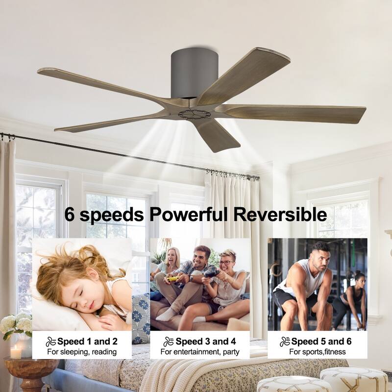 MLiAN 52 In. 5 Solid Wood Blades Indoor Ceiling Fan with Remote - 52 inch