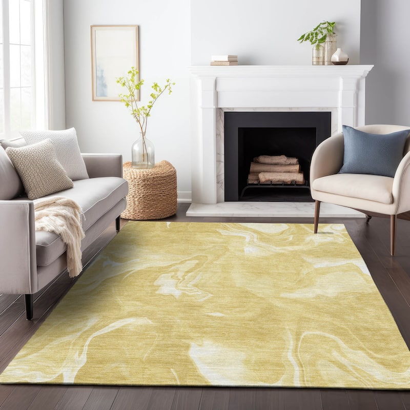 Machine Washable Indoor/ Outdoor Chantille Abstract Motion Rug