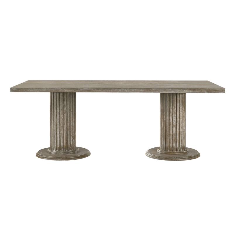 Bennington Reclaimed Grey Dining Table with Double Pedestal