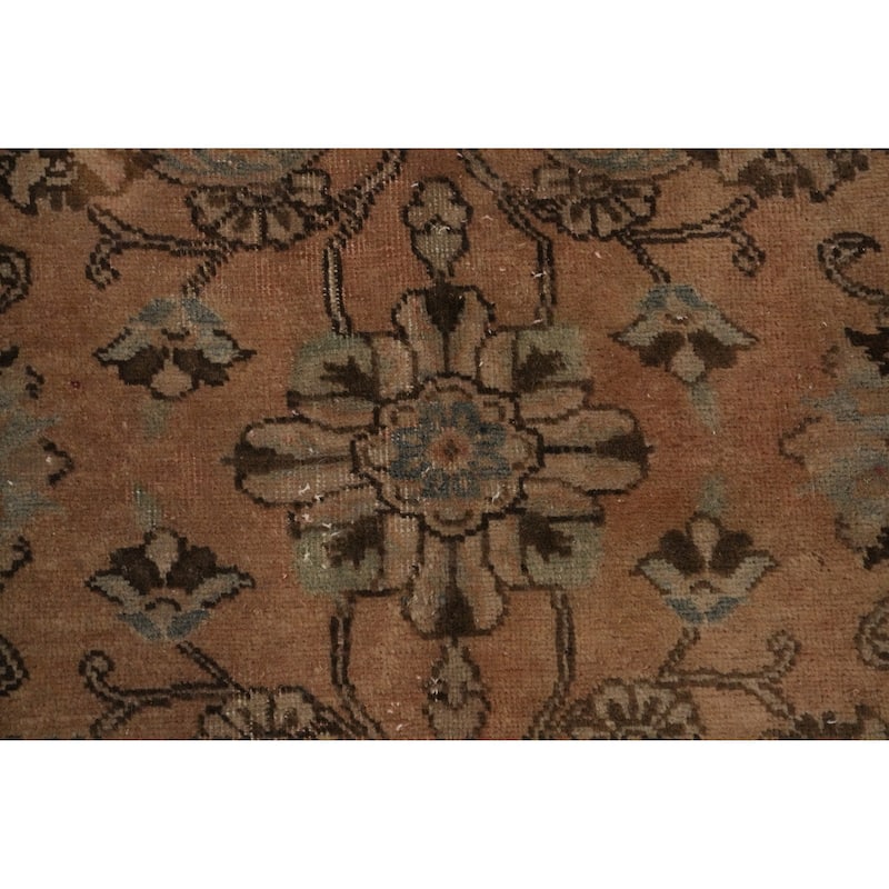 Hand Knotted Oriental 100% Wool Carpet Traditional Floral Peach Tabriz Area Rug - 10' 8'' X 9' 1''
