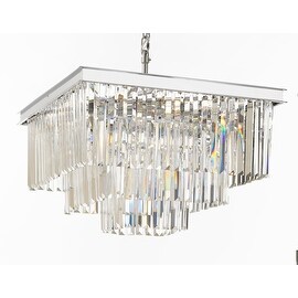 Flush Palladium Crystal Glass Fringe 3-tier Chandelier Lighting Chrome Finish 