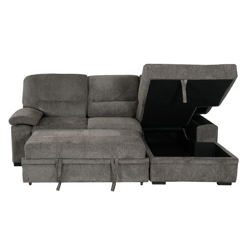 Jordan 93 in. Upholstered Right Facing L-Shaped Sleeper Sectional with Storage