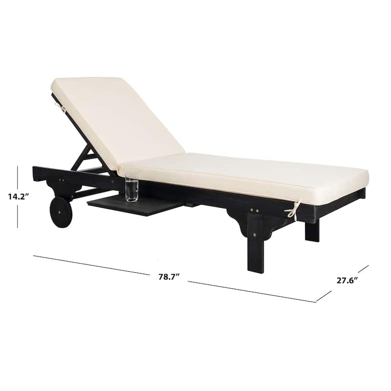 SAFAVIEH Outdoor Aubrie Adjustable Chaise Lounge Chair with Wheel.