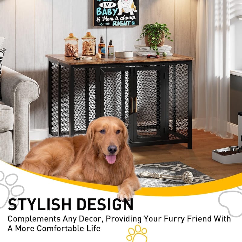 Large Dog Crate Furniture with Top Opening, End Table Design