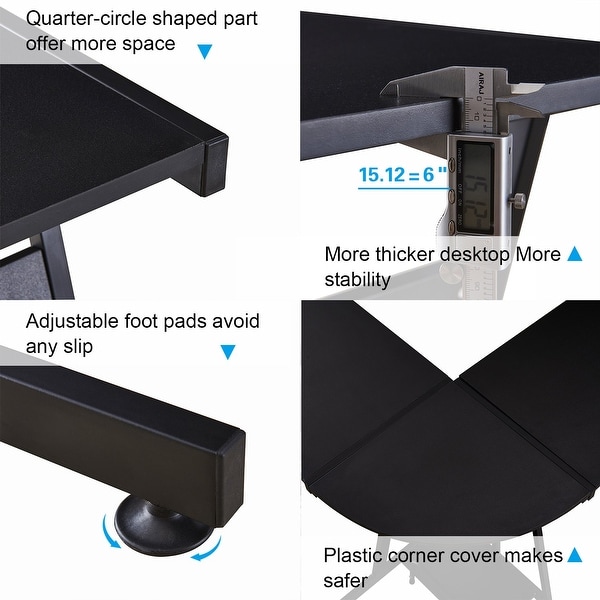 Furniture L Shaped Desk Corner Computer Gaming Pc Table Laptop W
