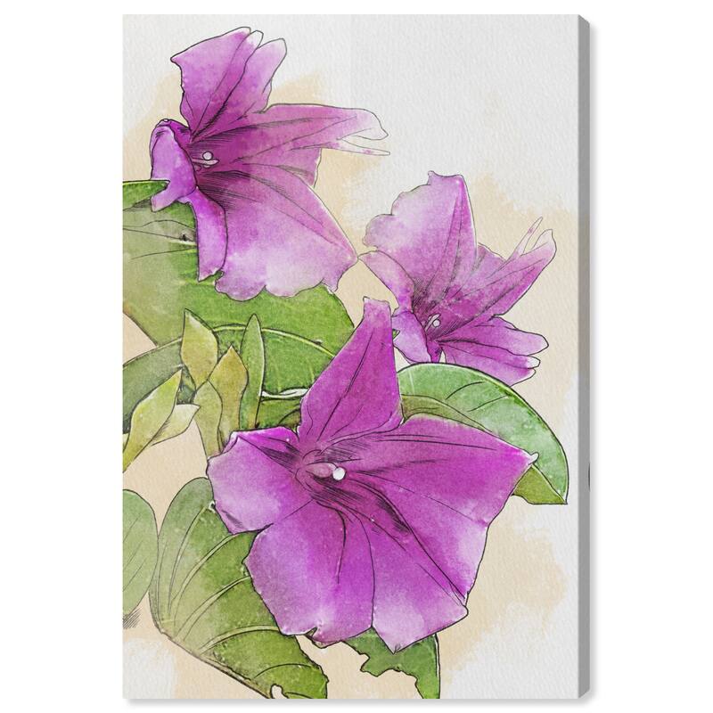 Wynwood Studio Canvas Floral and Botanical Railroad Vine Purple and Violet Modern & Contemporary Wall Art Canvas Print