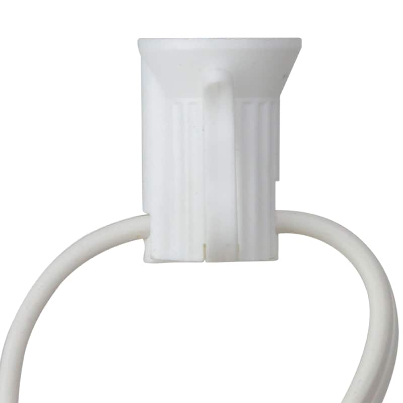 Commercial Grade C7 Christmas Light Socket Set - 100' White Wire - 18 Gauge