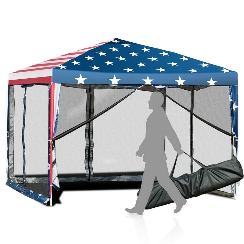 Gymax 10' x 10' Outdoor Pop-up Canopy Tent w/ Mesh Sidewalls Carrying