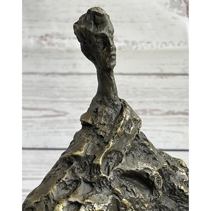 Surrealist Head Modern Art Giacometti Bronze Statue Sculpture Marble Base 11 Inches X 9 Inches