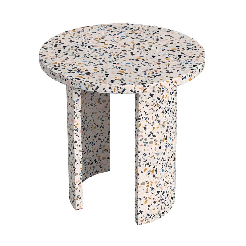 Siesta Outdoor Terrazzo Round Side Table - White Terrazzo
