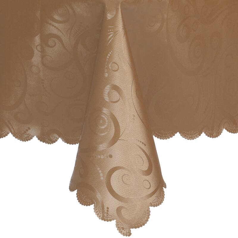 1 Pack Round Waterproof Vinyl Tablecloth, Wrinkle-Resistant Washable Table Cover, Suitable for Dinner or Restaurant - Coffee - 63x63inch