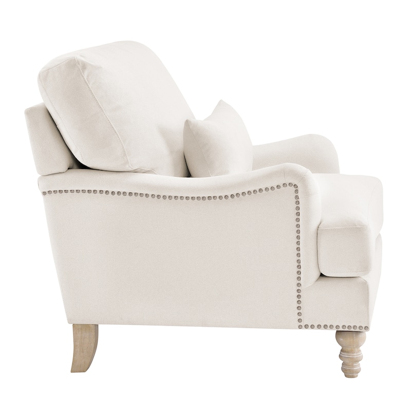 Modern Accent Chair Upholstered Solid Wood Frame with Lumbar Pillow Living Room Armchair