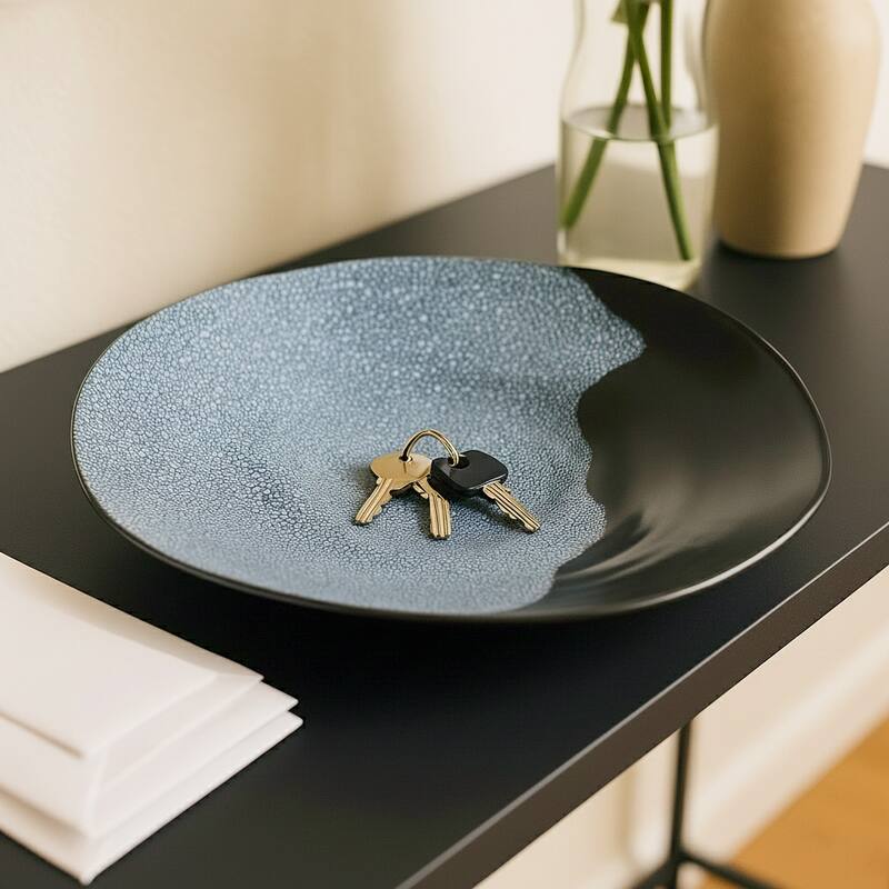 Decorative Ceramic Pebble Inspired Pattern Bowl - Black