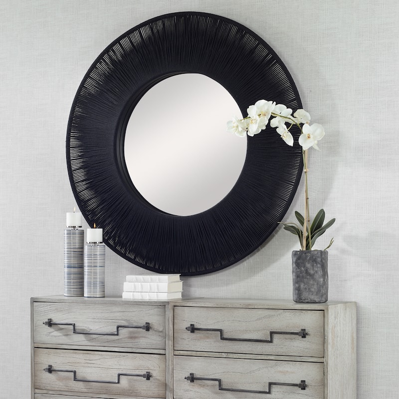 Uttermost Sailor's Knot Black Round Mirror - 51.25"W x 51.25"H x 2.5"D