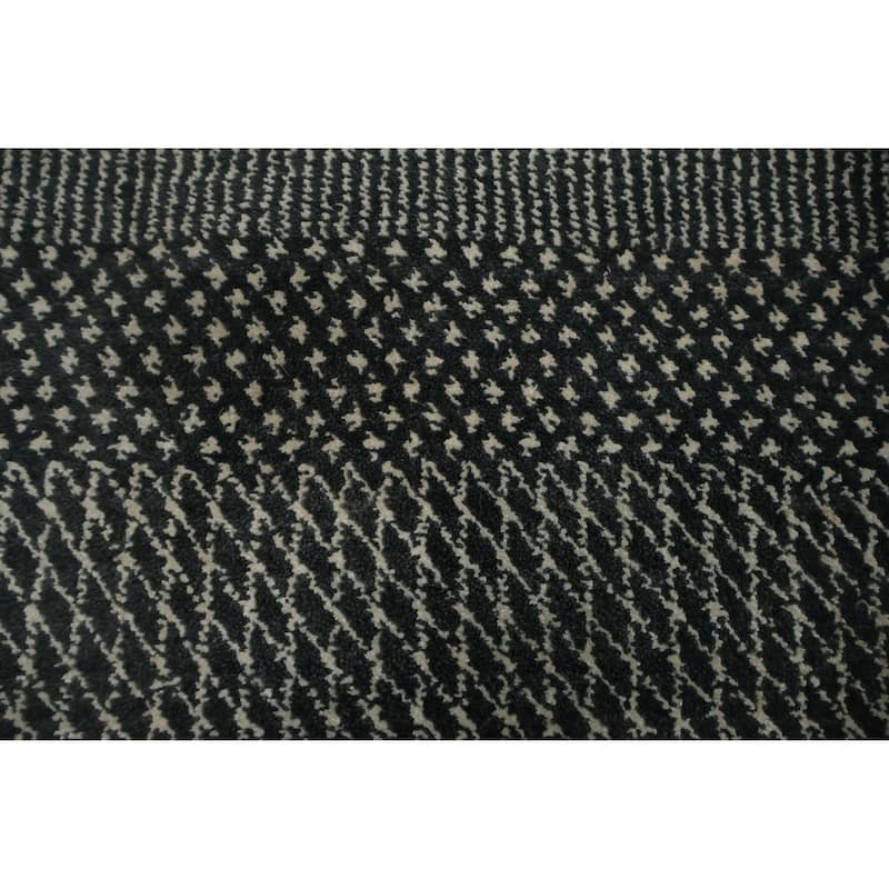 Hand Knotted Oriental 100% Wool Carpet Modern Geometric Greys & Charcoal Contemporary Area Rug - 8' 2'' X 4' 11''