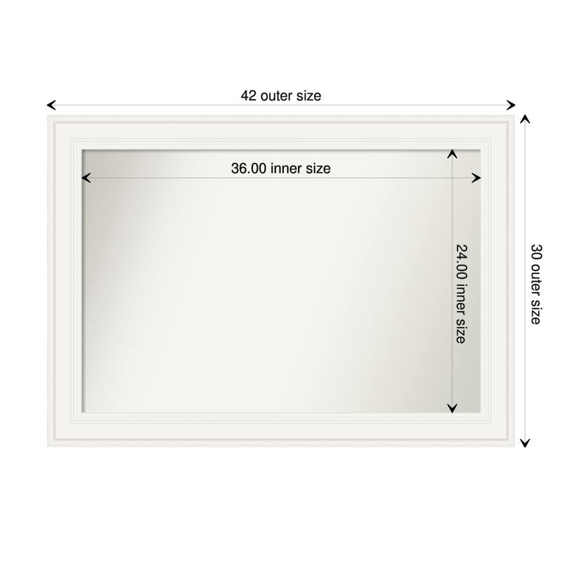 Non-Beveled Wall Mirror - Ridge Black Frame - 42 x 30 in - Ridge White