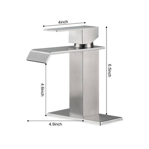 Waterfall Spout Bathroom Sink Single Handle Faucet with Pop-Up Drain ...