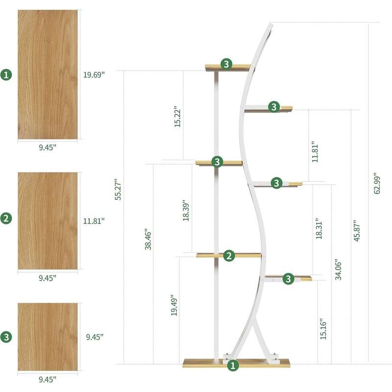 Wood Metal 7-Tier Indoor Plant Stand with Grow Lights and Timer - 19.69 x 9.45 x 63 inches