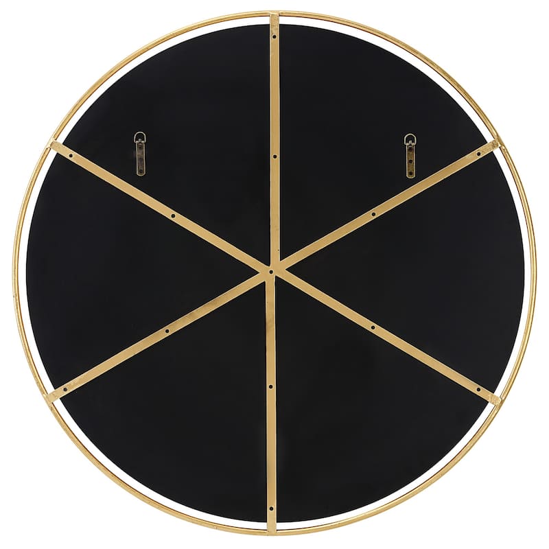 Round Beveled Floating Wall Mirror - 42" - Antiqued Gold Finish