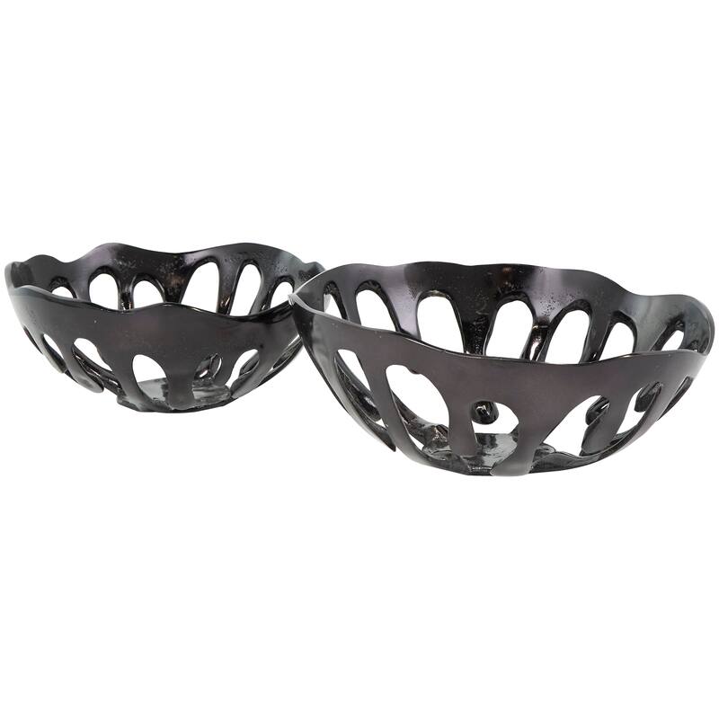 Aluminum Metal Drip Decorative Bowl with Open Frame Design (Set of 2)
