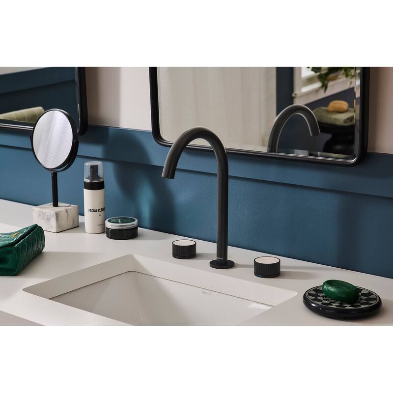 Ruvati Athena Two Handle Stone Marble Inlay Twist Bathroom Faucet in Matte Black- RVF5232MB - 7'6" x 9'6"