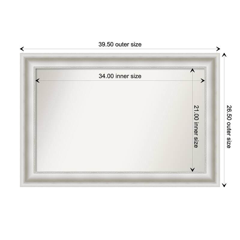 Parlor White Framed Non-Beveled Custom Wall Mirror, Bathroom Vanity Mirror - Outer Size: 39.5 x 26.5