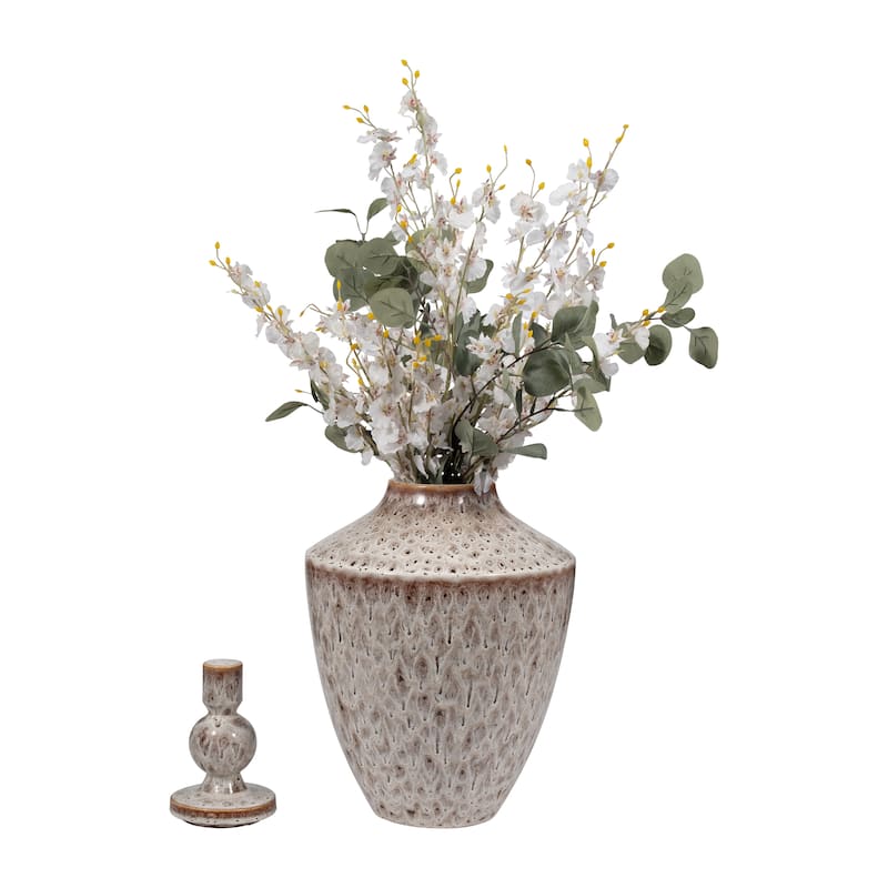 Sagebrook Home Exquisite Stoneware Truman Large Lidded Jar - Elegant Vase for Modern Home Decor