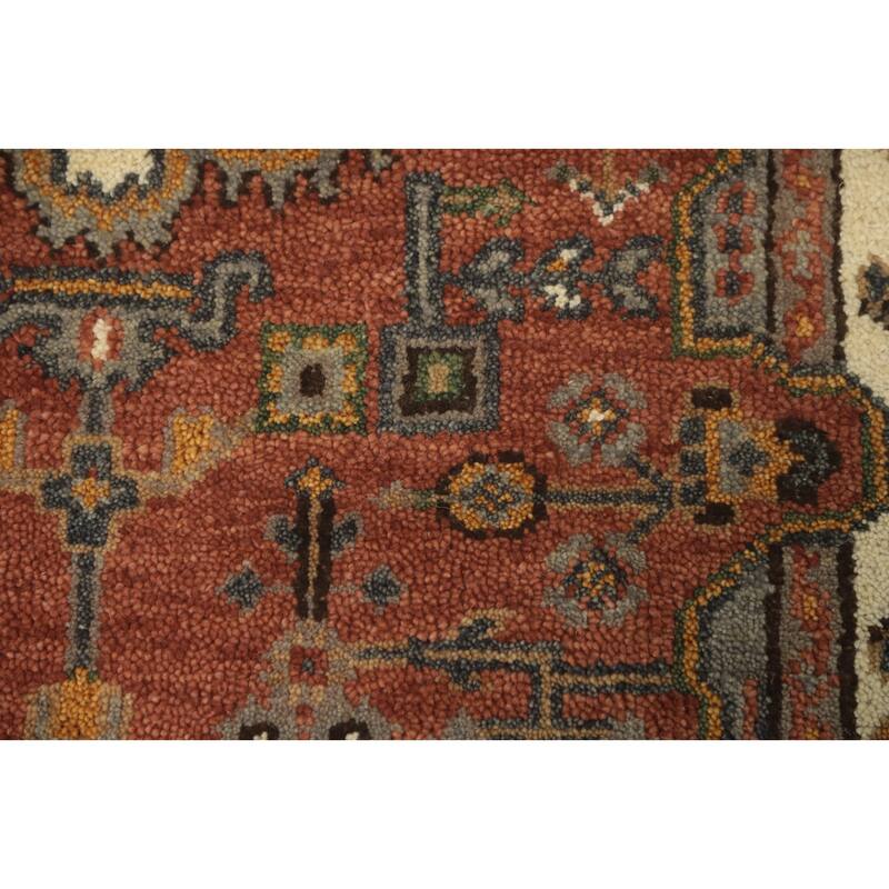 Hand-knotted Traditional Wool Orange Geometric Oriental Area Rug - 5' 0'' X 3' 0''
