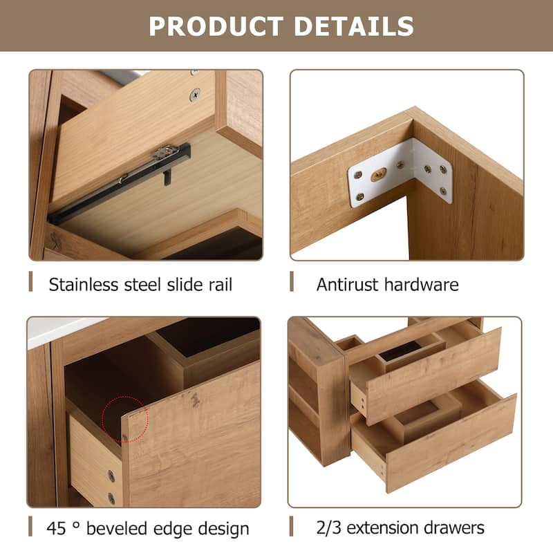 Bathroom Vanity With Sink In 30/36 Inch, Floating Bathroom Vanity With Soft Close Drawers and adjustable shelves
