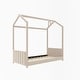 preview thumbnail 10 of 9, Twin Size Velvet Upholstered House Bed with Roof and Pinewood Frame