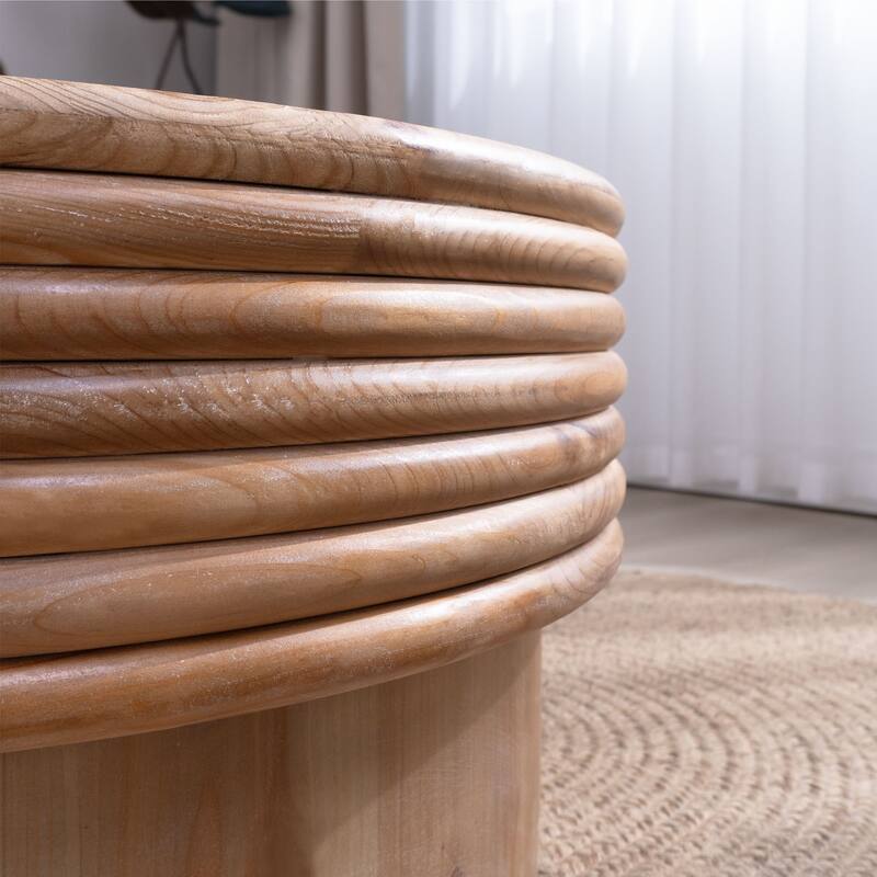 Round Wooden Coffee Table with Hidden Storage - 30.3" Modern Rustic Centerpiece for Living Room , Natural Finish,Lift-Top Lid