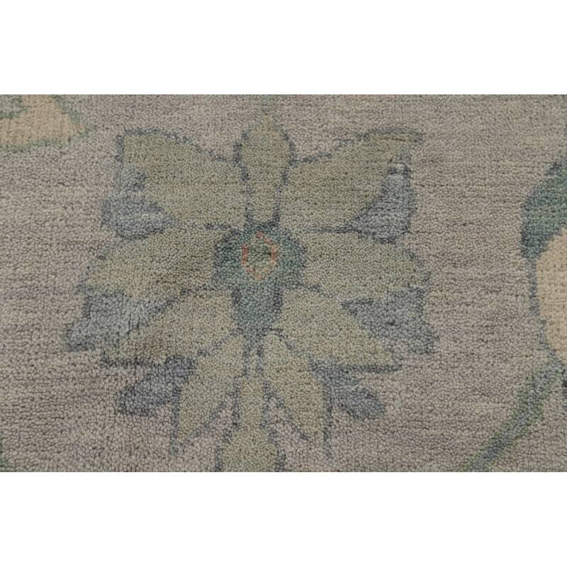 Gray Transitional Oushak Indian Area Rug Hand-Knotted Wool Carpet - 9'0"x 11'10"